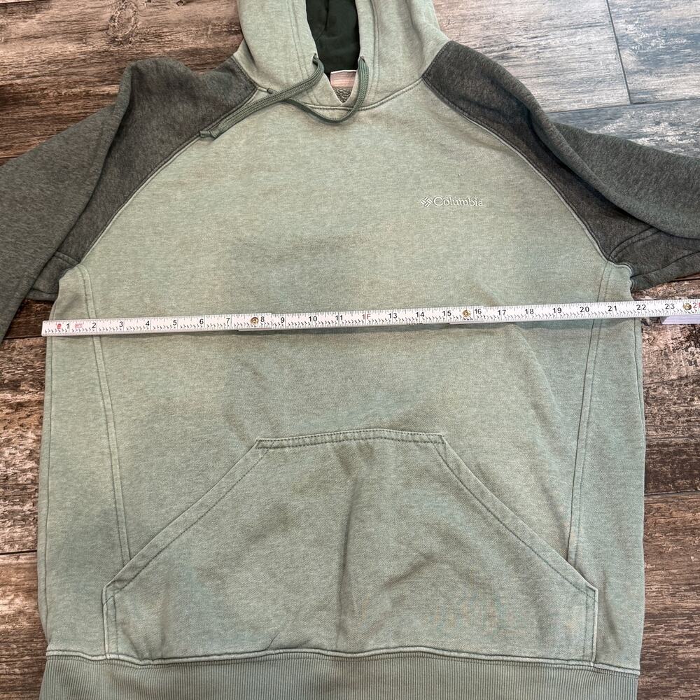 Columbia Hoodie Mens Medium Green Pullover Two Tone Kangaroo‎ Pocket Sweatshirt - Picture 6 of 11